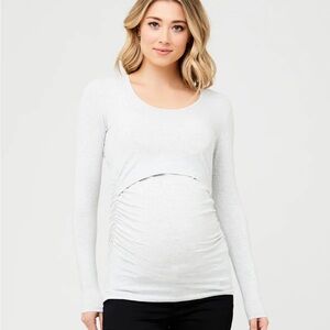 Ripe Maternity Long Sleeve Nursing Top - Light Gray